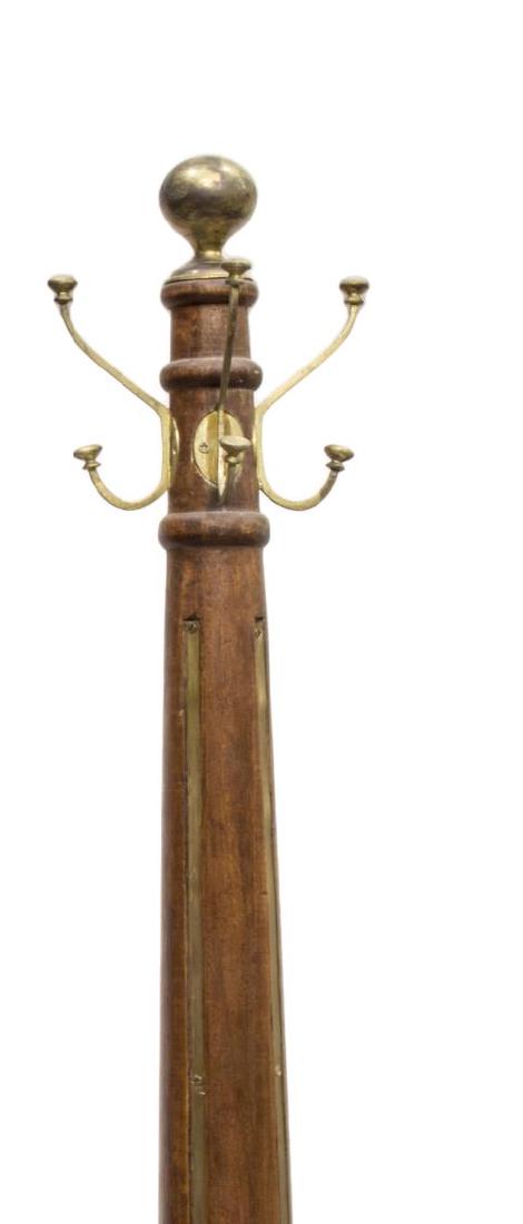 TALL TEAKWOOD & BRASS STANDING COAT/HAT RACK (1 of 2)