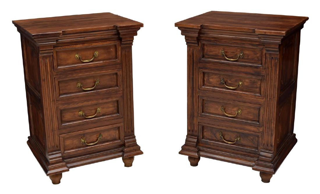 (2) BRITISH COLONIAL STYLE CARVED TEAK NIGHTSTANDS (1 of 3)