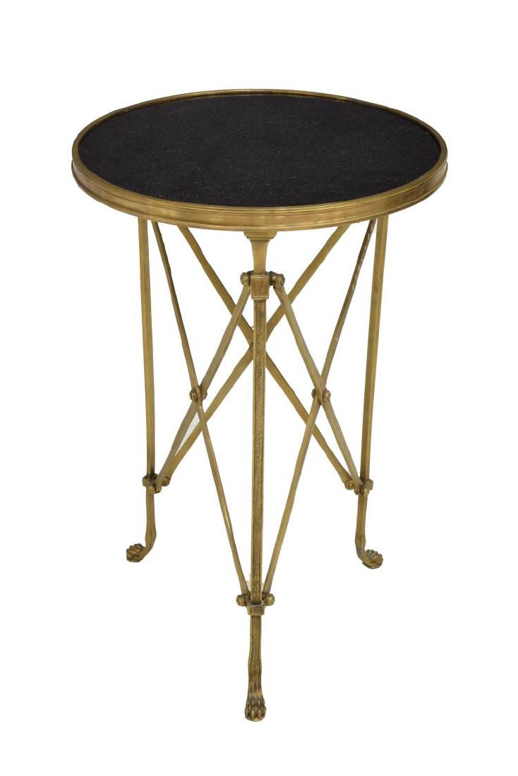 REGENCY STYLE MARBLE & BRASS FOLDING SIDE TABLE (1 of 2)