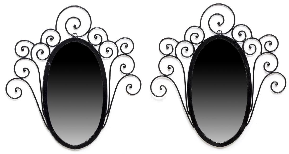 (2) FRENCH SCROLLED & PAINTED IRON BEVELED MIRRORS (1 of 2)