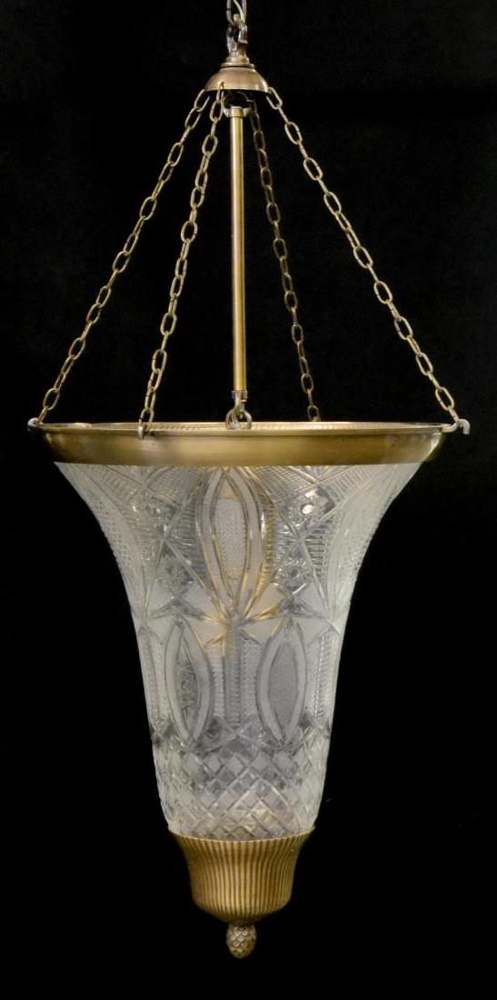 CONTINENTAL CUT GLASS CONICAL 3-LIGHT CHANDELIER (1 of 2)