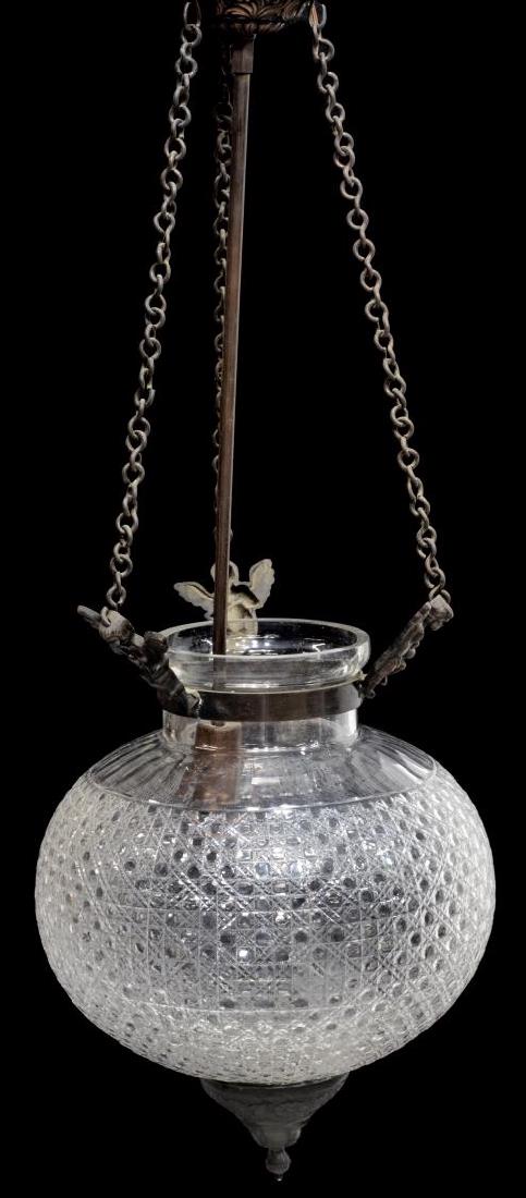 CONTINENTAL CUT GLASS 1-LIGHT GLOBE CHANDELIER (1 of 1)
