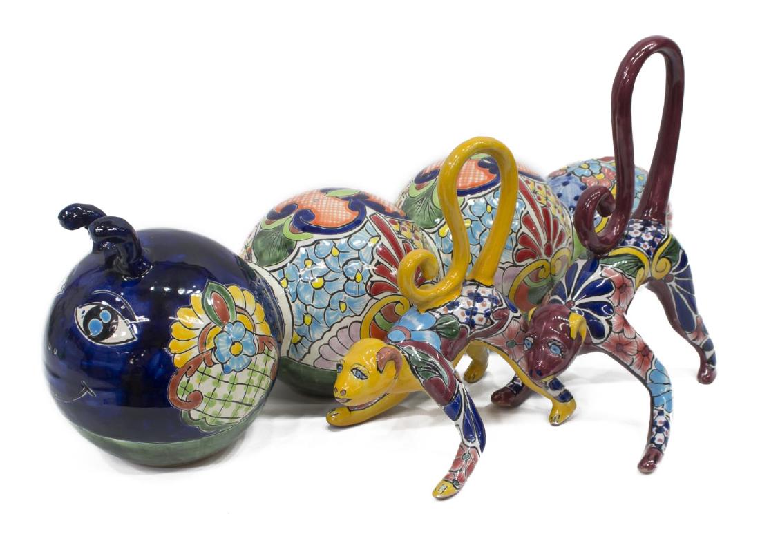 (3) MEXICAN TALAVERA POTTERY GROUP CATERPILLER ETC (1 of 8)