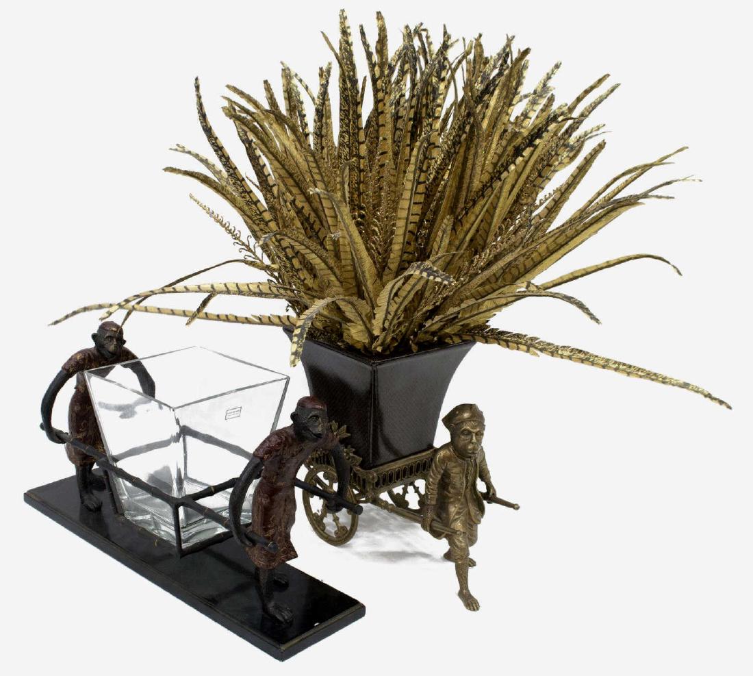 (2) BRASS, GLASS & CERAMIC MONKEY FORM PLANTERS (1 of 3)