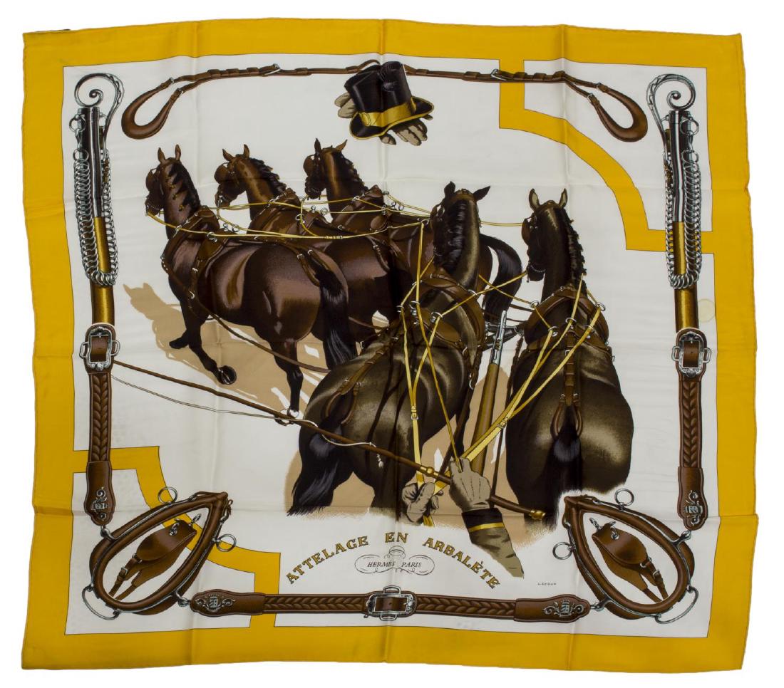 HERMES 'ATTELAGE EN ARBALETE' SILK SCARF LEDOUX (1 of 2)
