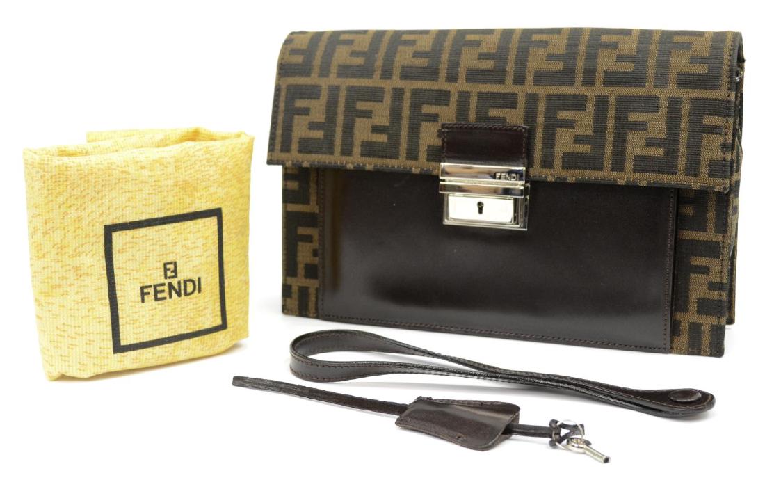 FENDI ZUCCA MONOGRAM CANVAS & LEATHER CLUTCH (1 of 7)