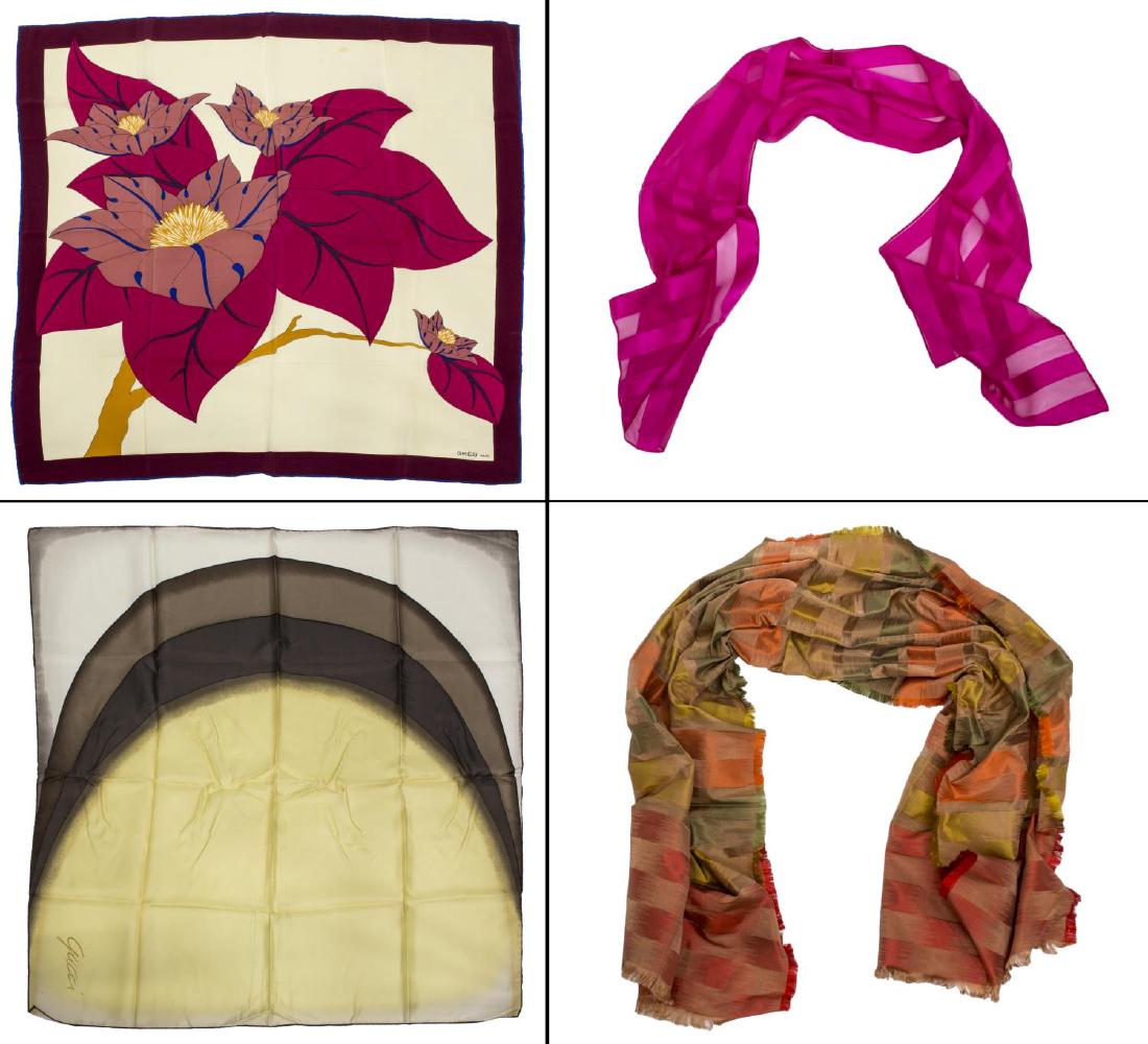(4) DESIGNER SILK SCARVES, GUCCI GRES, FERRAGAMO (1 of 9)