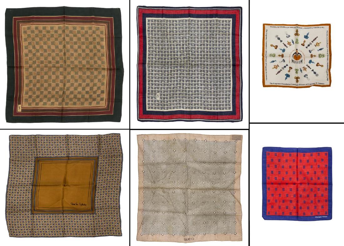 (6) GENTS COTTON AND SILK SCARVES POCKET SQUARES (1 of 10)