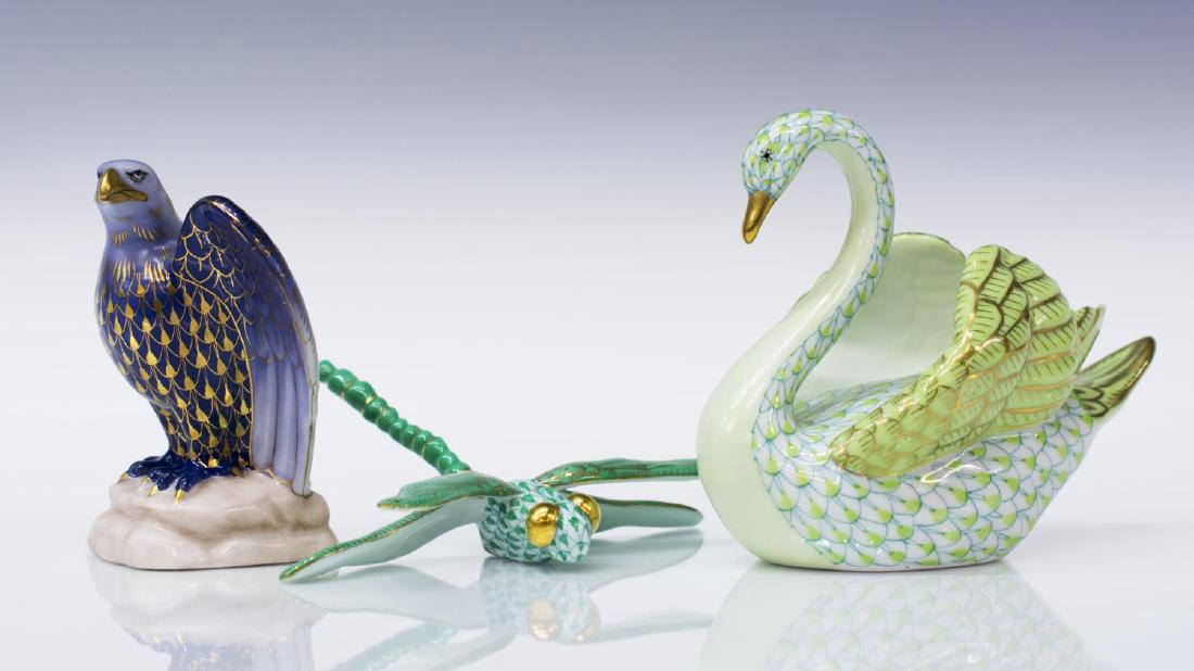 (3) HEREND PORCELAIN EAGLE, SWAN & DRAGONFLY (1 of 5)