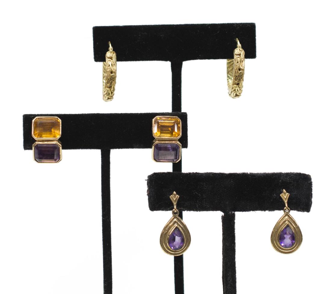 (6) LADIES ESTATE YELLOW GOLD & GEMSTONE EARRINGS (1 of 7)