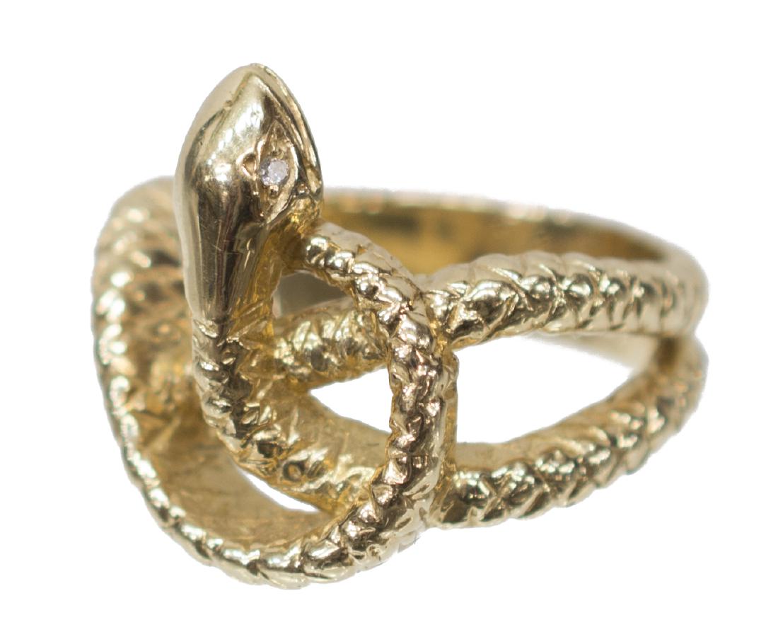 LADIES ESTATE 14KT YELLOW GOLD SERPENT RING (1 of 4)