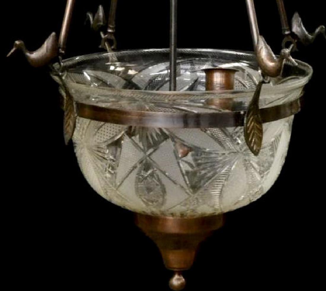 CONTINENTAL CUT GLASS BOWL 3-LIGHT CHANDELIER (1 of 3)