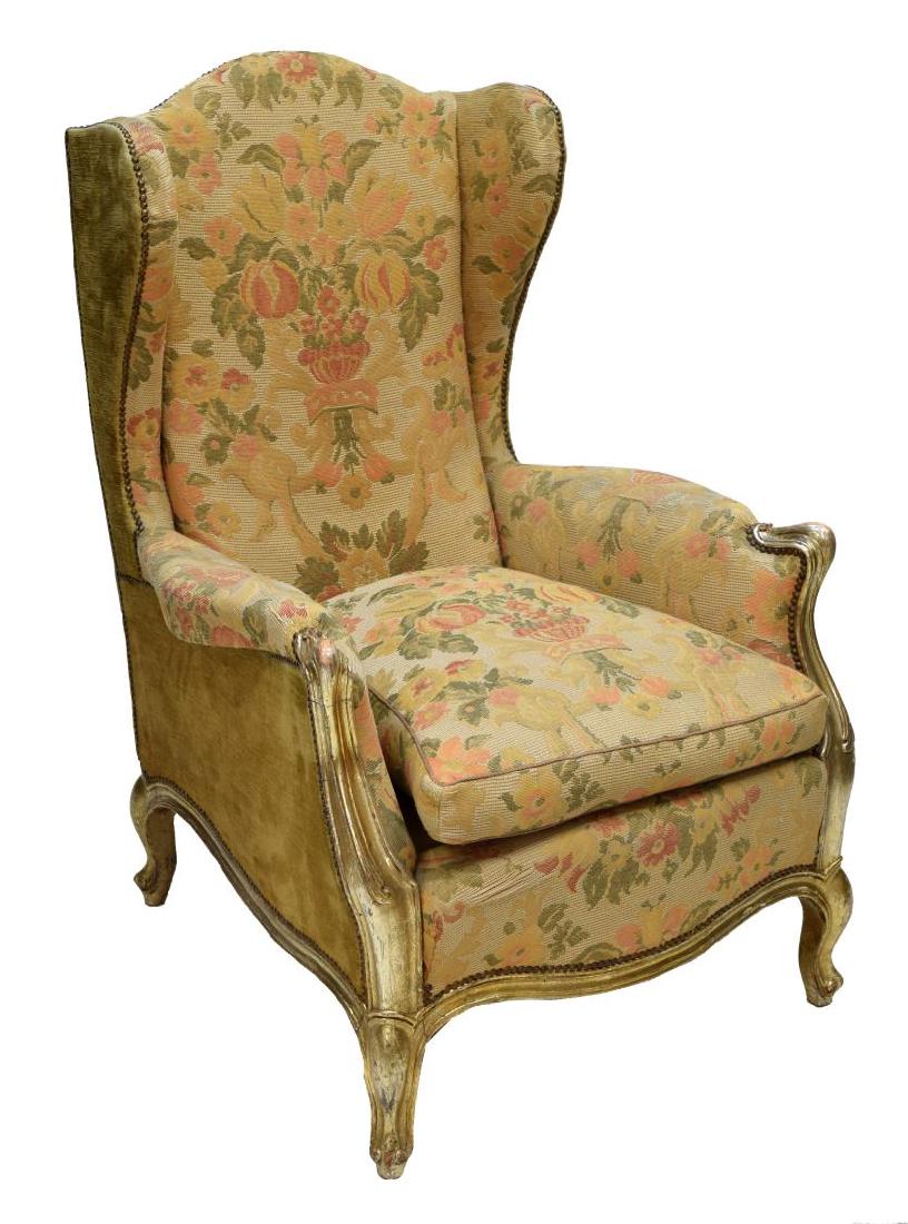 LOUIS XV STYLE GILTWOOD WINGBACK ARMCHAIR (1 of 3)