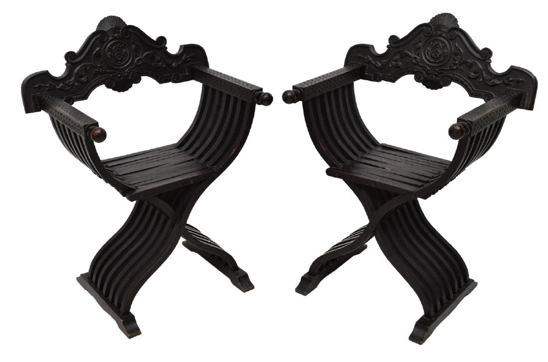(2) ITALY RENAISSANCE REVIVAL WOOD CHAIRS, 19TH C. (1 of 4)