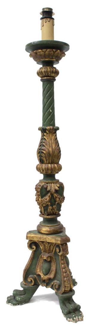 ITALIAN PARCEL GILT PAINTED PAW FOOT ALTAR LIGHT (1 of 3)