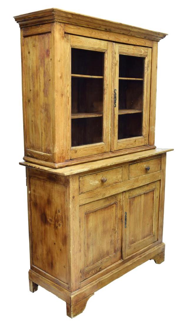 FRENCH COUNTRY GLAZED PINE CABINET, 19TH C (1 of 3)