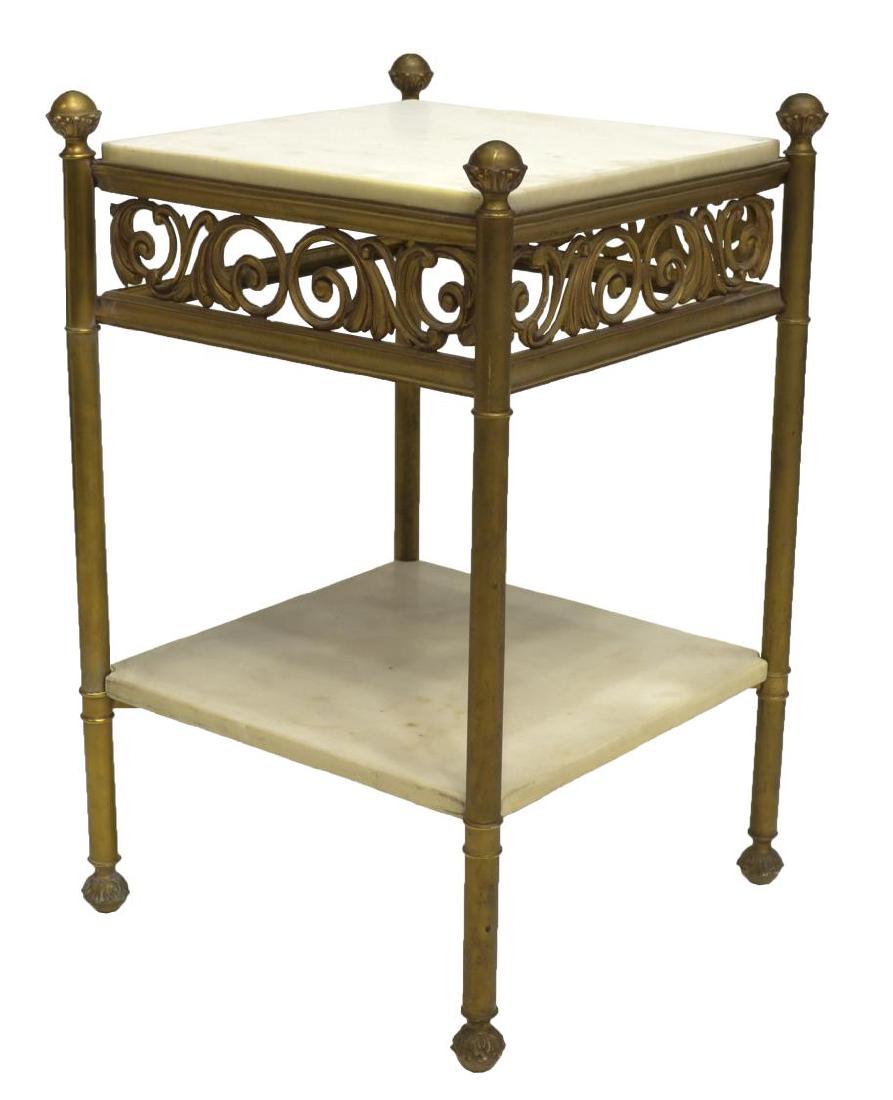 ITALIAN GILT BRASS & MARBLE TIERED SIDE TABLE (1 of 3)