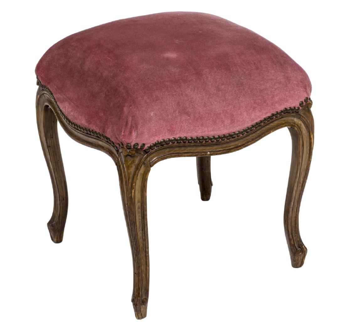 ITALIAN LOUIS XV STYLE FABRIC & WOOD STOOL (1 of 2)