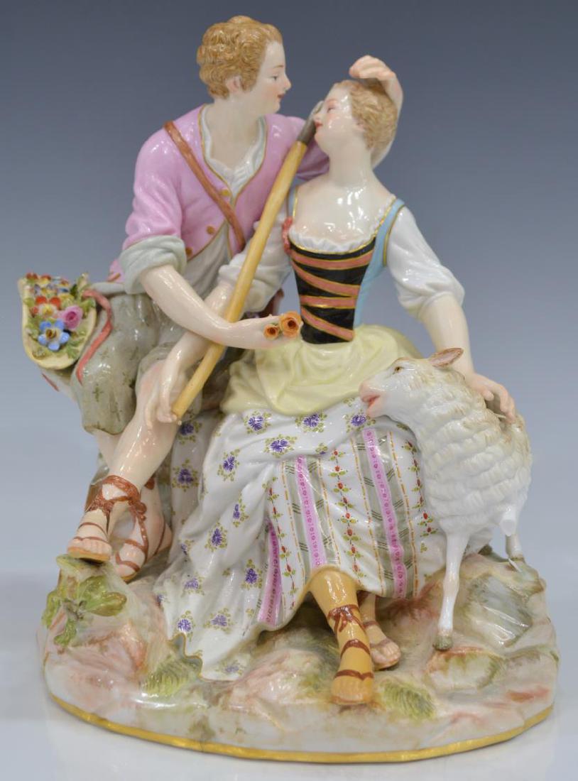 MEISSEN PORCELAIN FIGURAL SHEPHERDS WITH SHEEP (1 of 5)