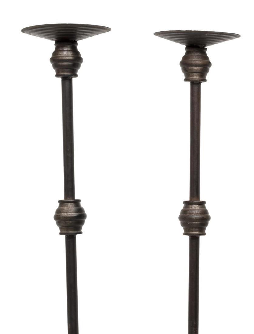 (2) PATINATED HAND MADE IRON CANDLE STANDS, GOA (1 of 2)