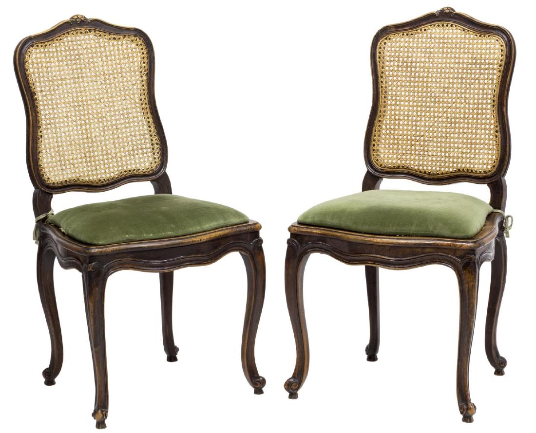 (2) FRENCH LOUIS XV STYLE CANED SIDECHAIRS, 20TH C (1 of 2)
