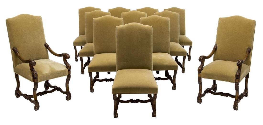(12) BEIGE VELVETEEN FOLIATED DINING CHAIRS SET (1 of 2)