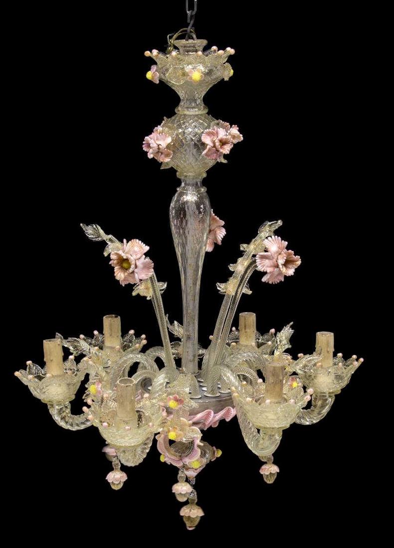 VENETIAN GLASS 6-LIGHT FLORAL CHANDELIER (1 of 2)