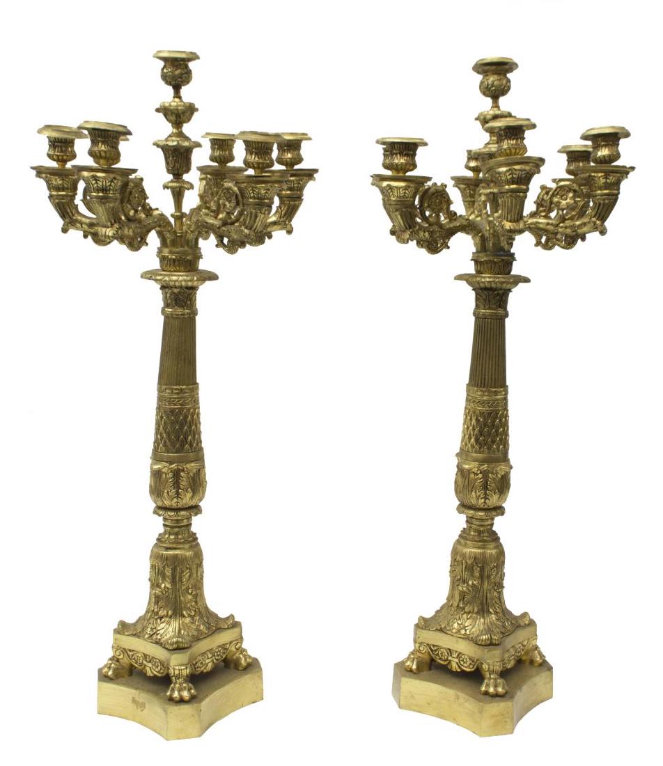 (2) FRENCH EMPIRE BRONZE DORE 7-LIGHT CANDELABRAS (1 of 4)