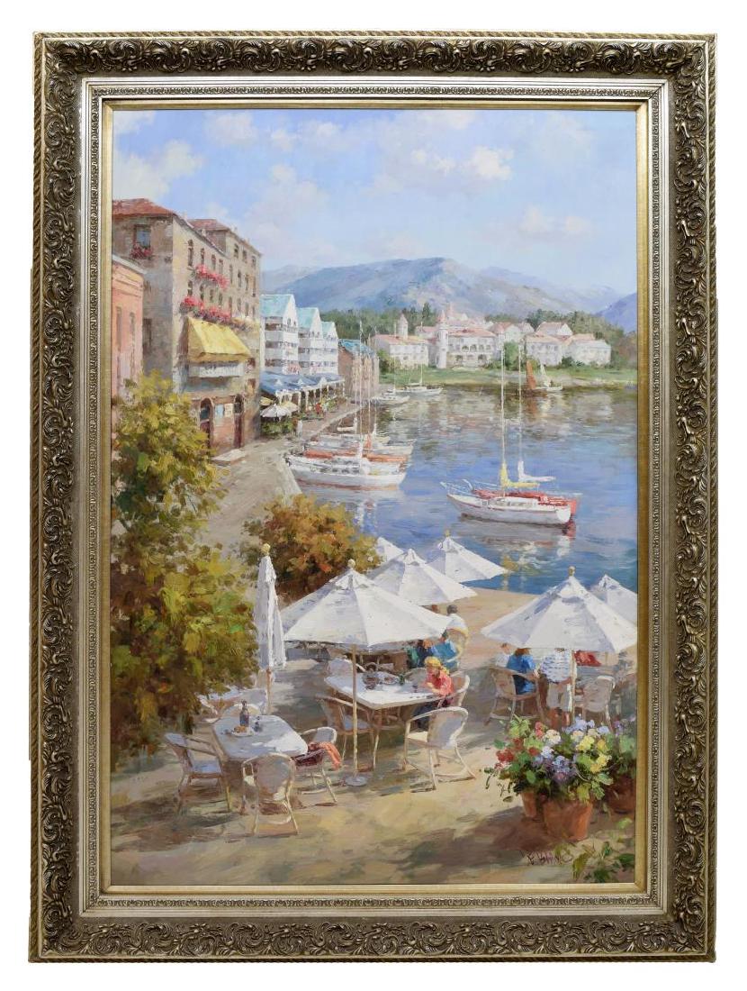MONUMENTAL FRAMED PAINTING, HARBORSIDE TERRACE (1 of 5)