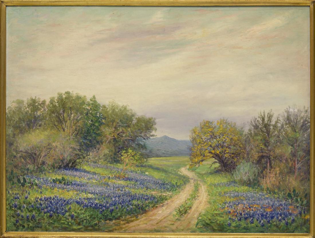 ROLLA TAYLOR (1872-1970) LARGE BLUEBONNET PAINTING (1 of 4)