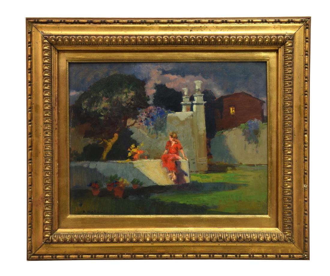 RENATO NATALI (ITALY), LADY IN GARDEN, PAINTING (1 of 5)