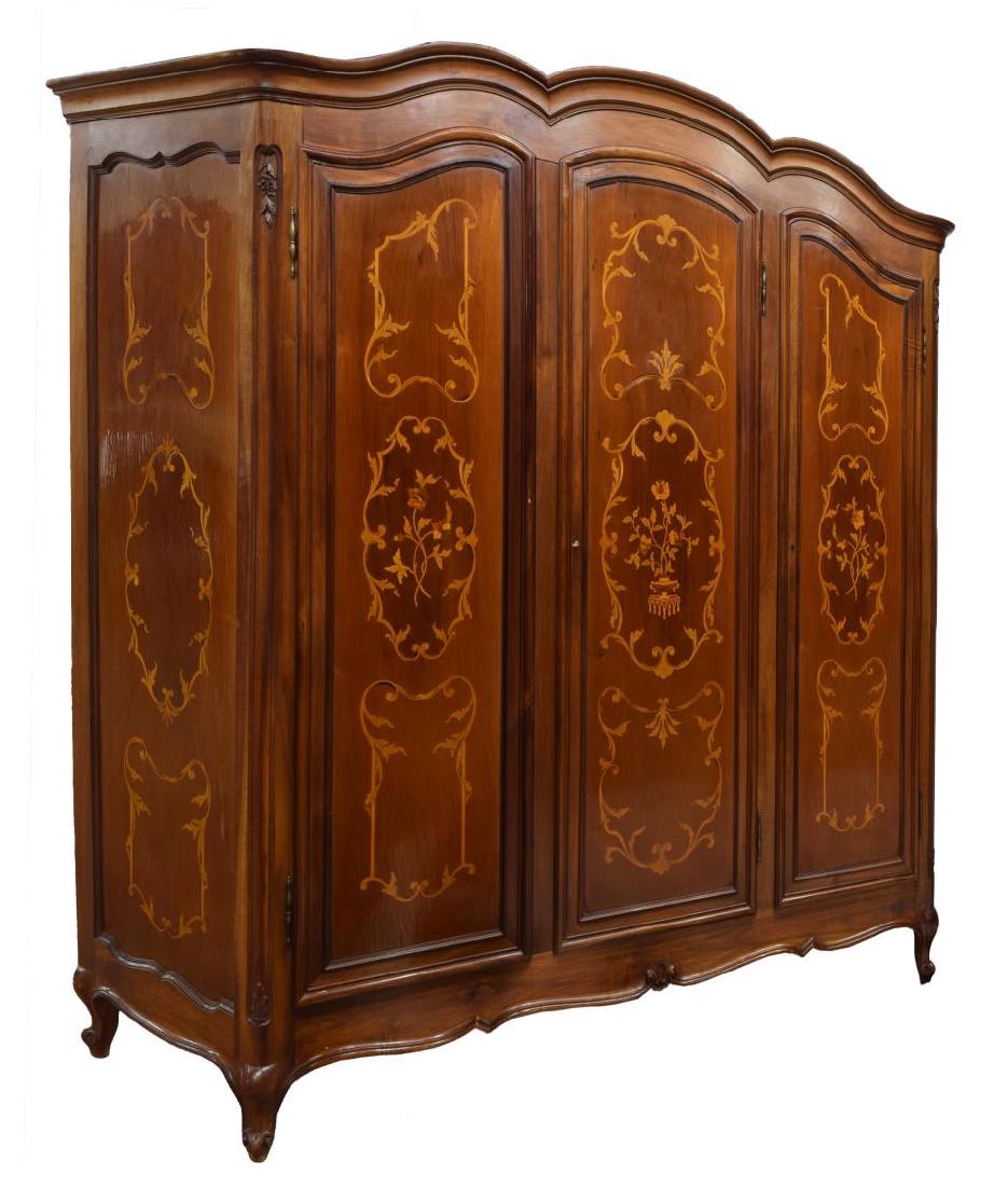 VINTAGE ITALIAN INLAID THREE DOOR ARMOIRE, 20TH C (1 of 4)