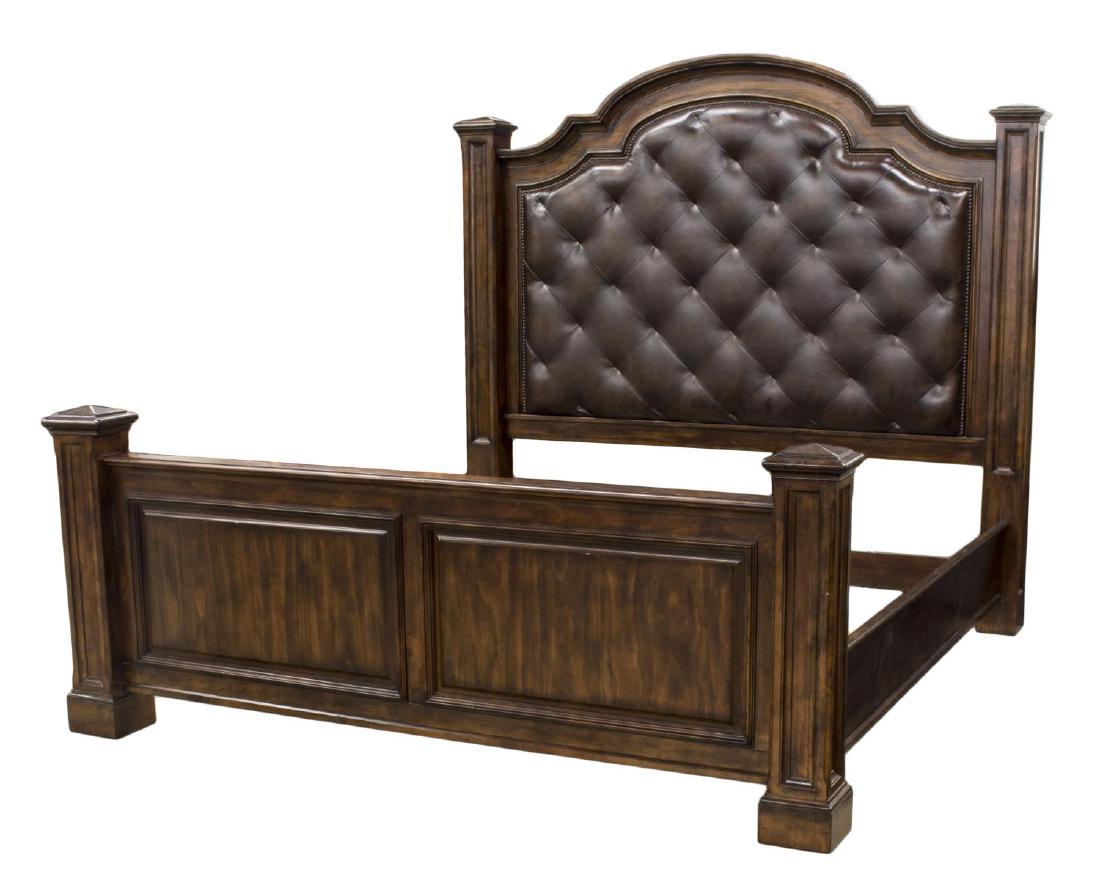 BERNHARDT KING SIZE BED, TUFTED LEATHER (1 of 2)