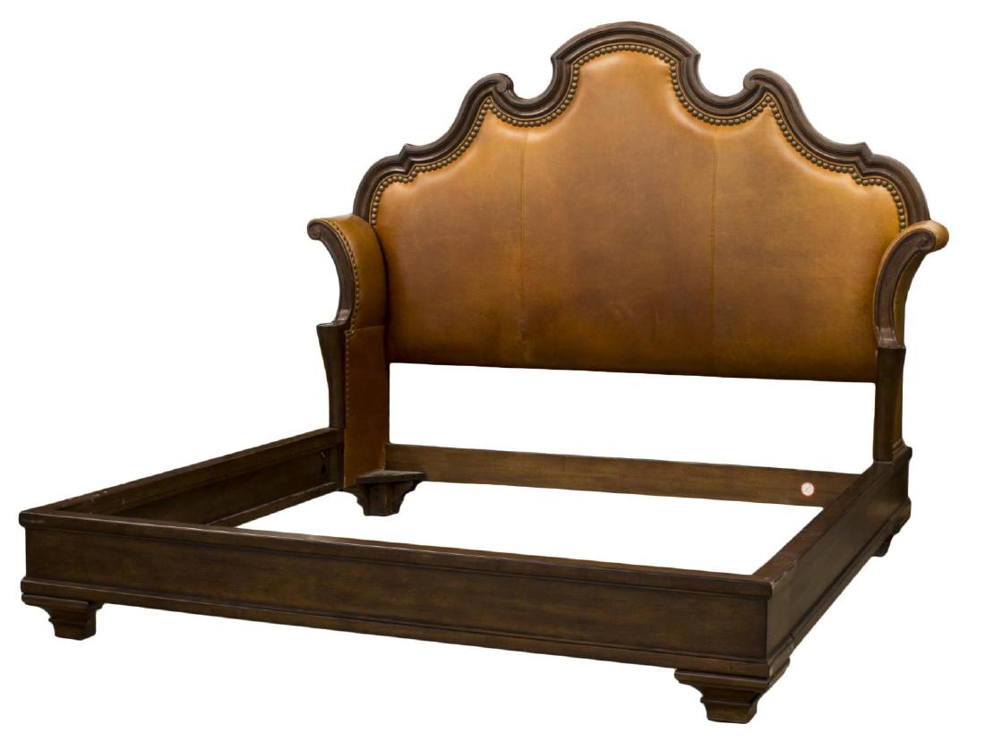 CENTURY KING SIZE LEATHER HEADBOARD BED (1 of 2)