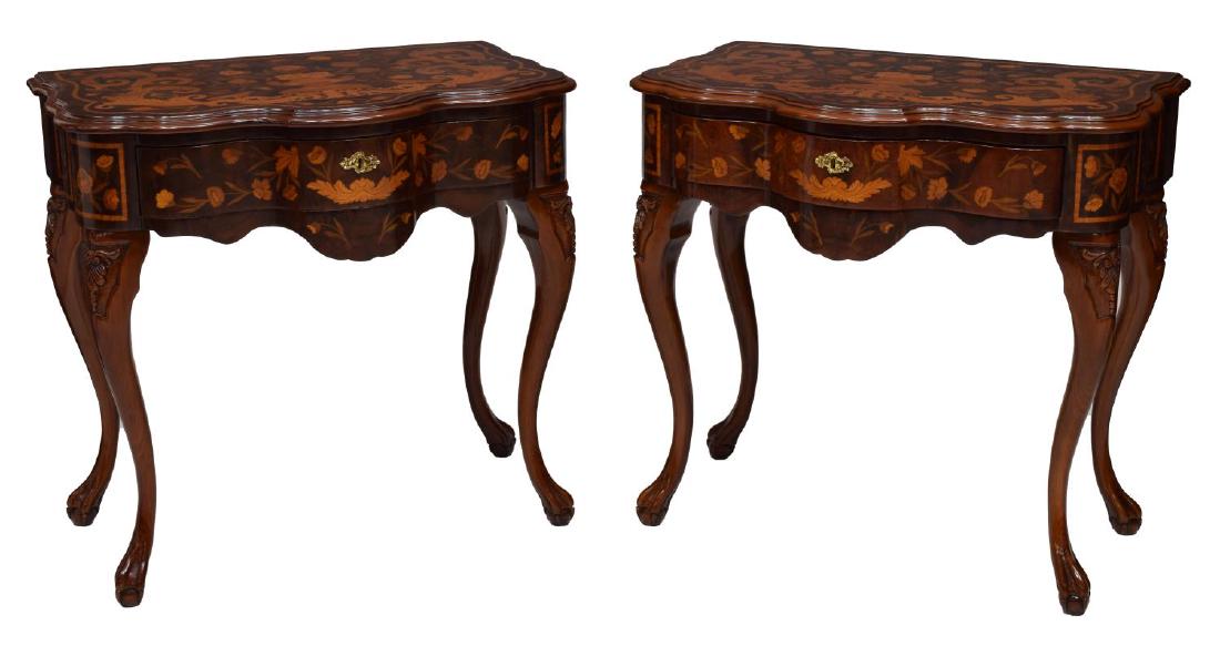 (PAIR) ITALIAN FLORAL INLAID CONSOLE TABLES (1 of 5)