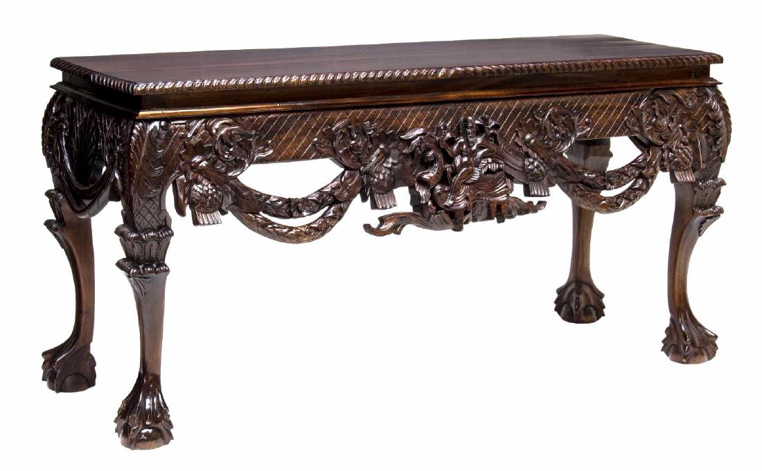 FOLIATE CARVED MAHOGNAY CONSOLE TABLE (1 of 3)