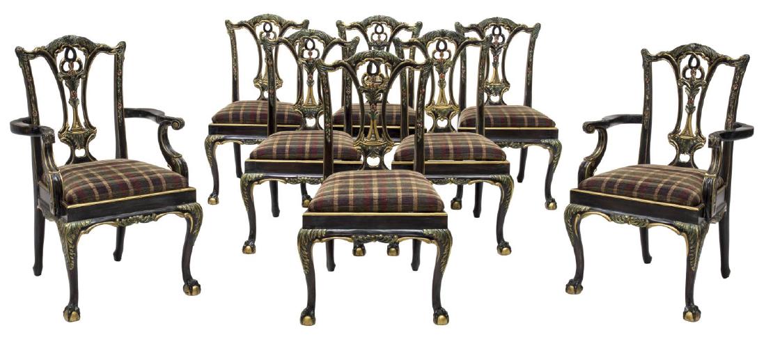 (8) CUSTOM POLYCHROMED CHIPPENDALE STYLE CHAIRS (1 of 2)
