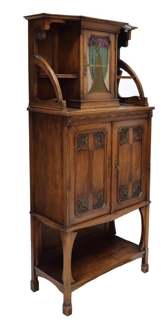 FRENCH ART NOUVEAU STAINED GLASS CABINET (1 of 3)