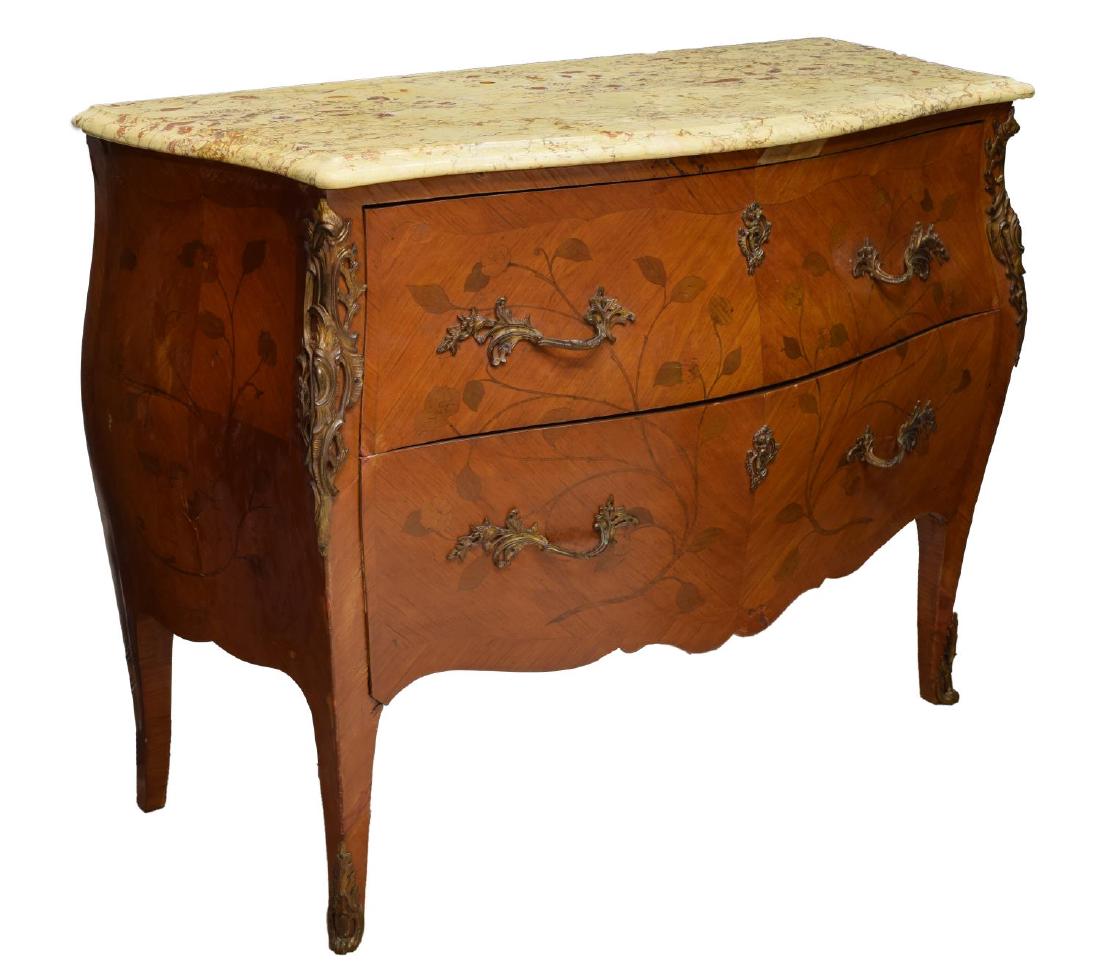 ITALIAN MARBLE TOP BRASS MOUNTED MARQUETRY COMMODE (1 of 2)