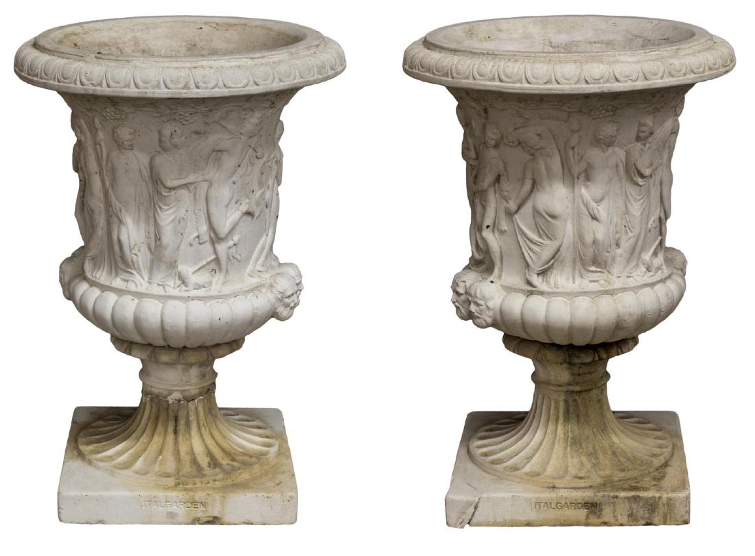 (2) CLASSICAL STYLE MOLDED WHITE GARDEN URNS (1 of 10)