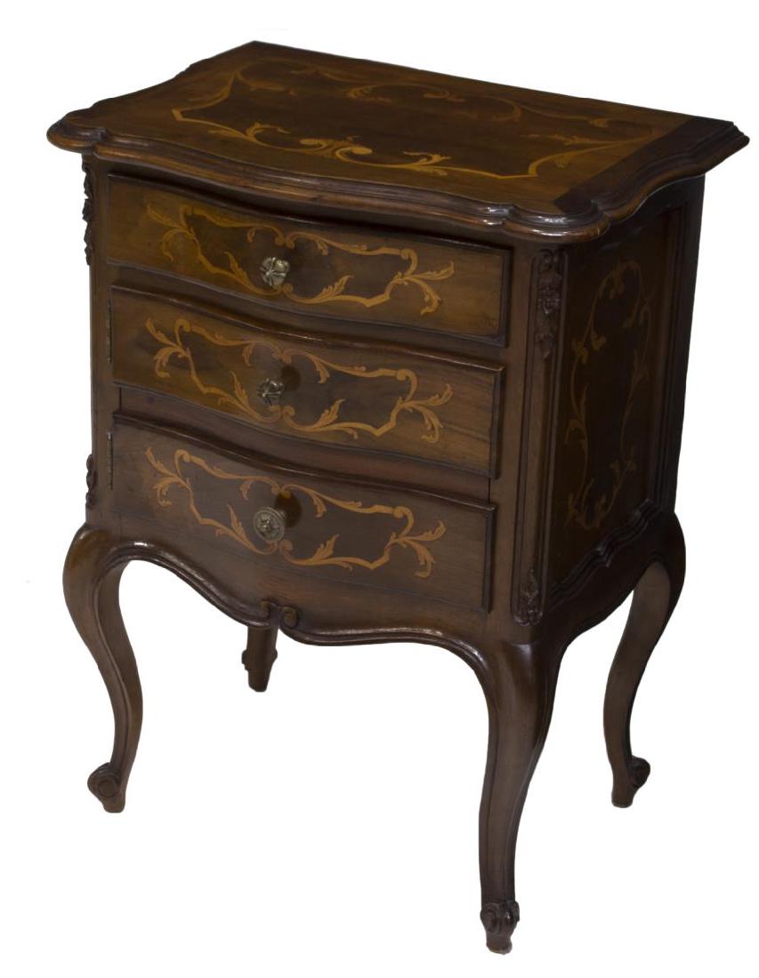 DIMINUTIVE ITALIAN INLAID WOOD SIDE CABINET (1 of 3)