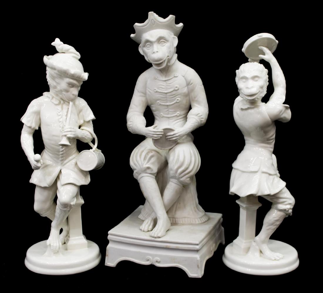 (3) MOTTAHEDEH WHITE PORCELAIN 'DANCING MONKEYS' (1 of 8)