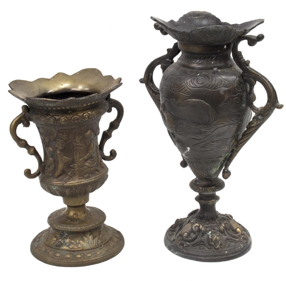 (2) BRONZE FIGURAL & FAUNAL PEDESTAL VASES (1 of 4)