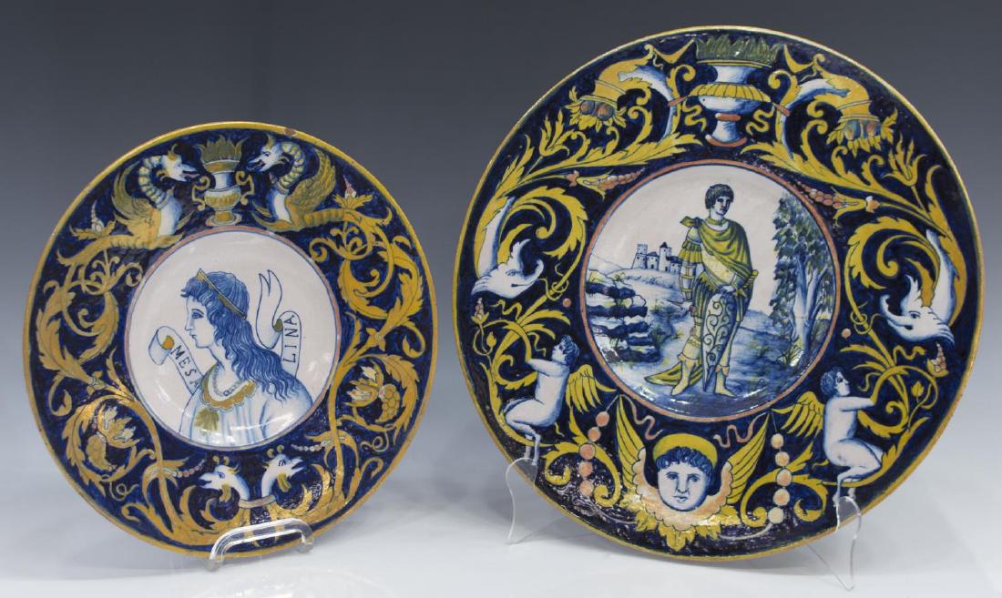 (2) ITALIAN FIGURAL FAIENCE EARTHENWARE DISHES (1 of 3)