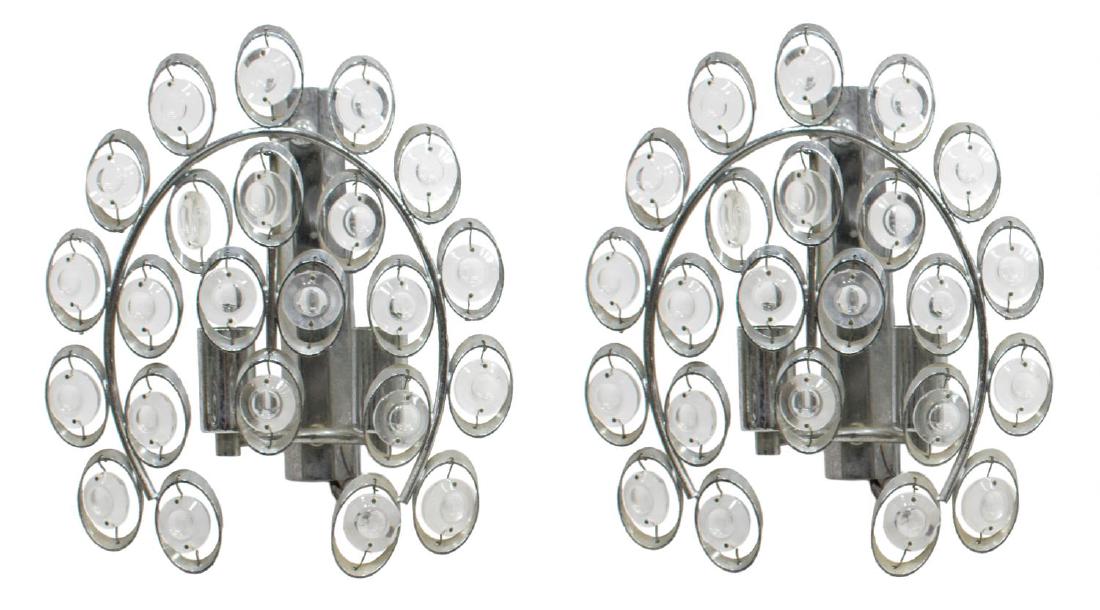 (2) ITALIAN MODERN METAL & PRISM 2-LIGHT SCONCES (1 of 2)
