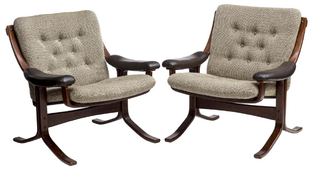 (2) DANISH MODERN UPHOLSTERY & WOOD ARMCHAIRS (1 of 3)
