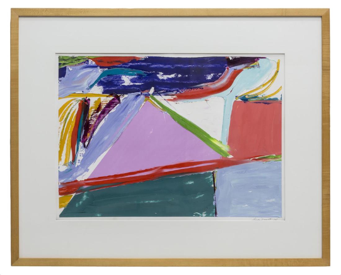 FRAMED ABSTRACT PAINTING ON PAPER, LINDA DUMONT (1 of 4)