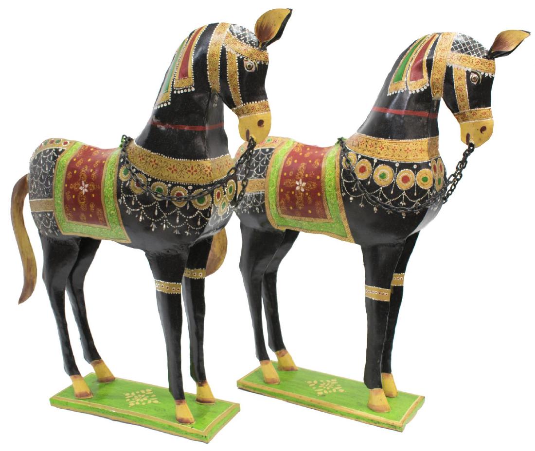 (2) DECORATIVE POLYCHROME METAL HORSES, INDIA (1 of 6)