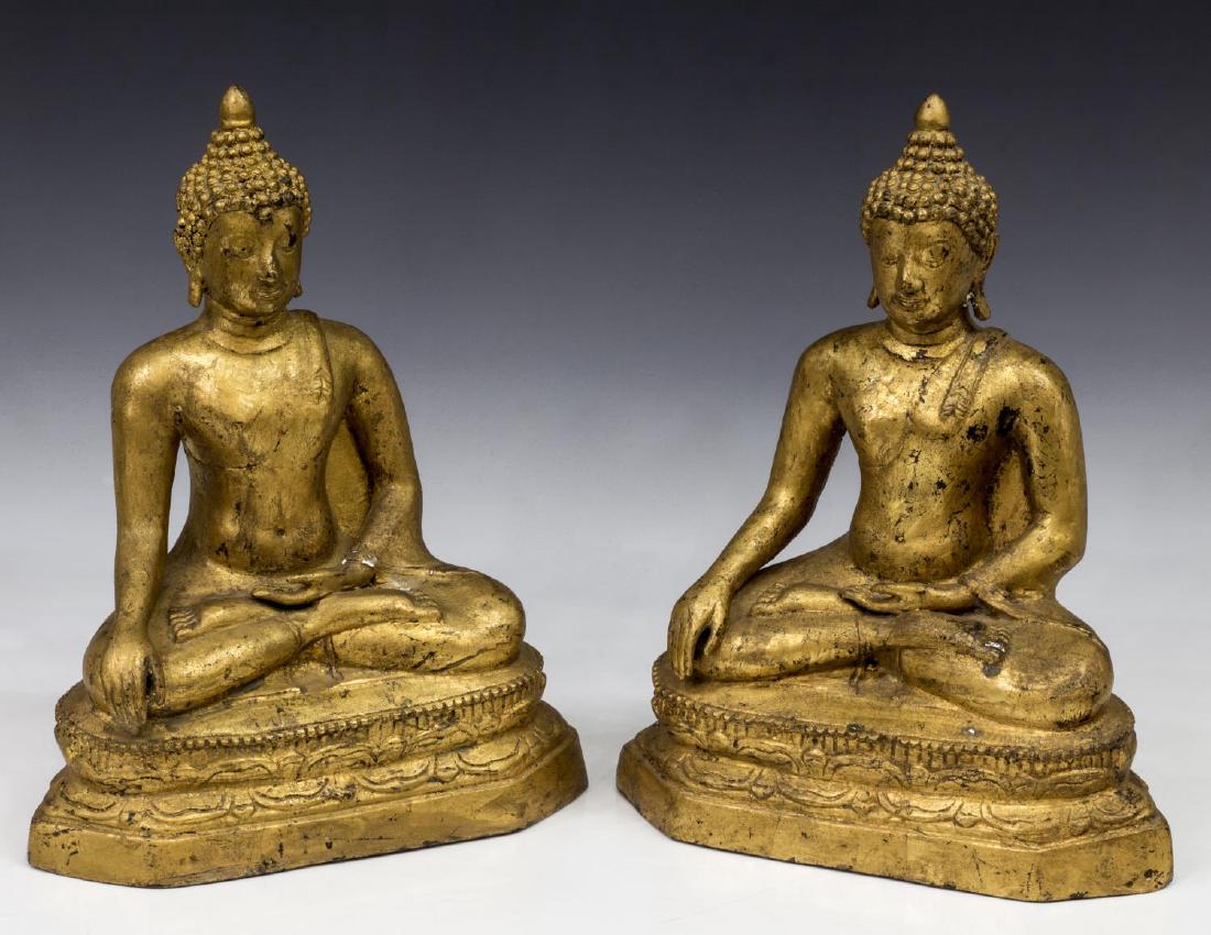 (2) THAI GILT BRONZE SEATED BUDDHAS (1 of 3)