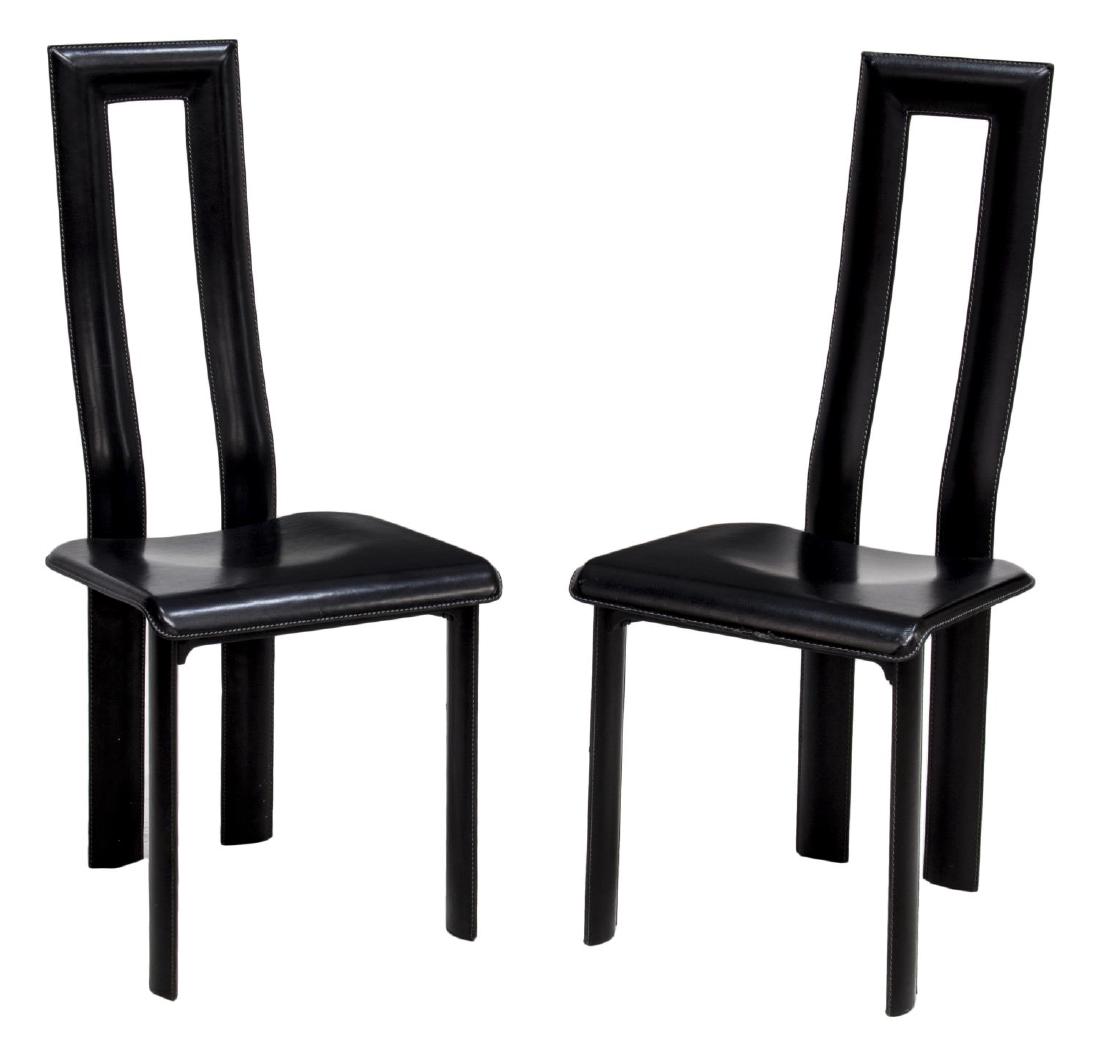 (PAIR) ITALIAN MODERN BLACK LEATHER YCAMI CHAIRS (1 of 5)